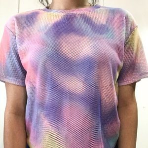 Pastel tie dye mesh tshirt